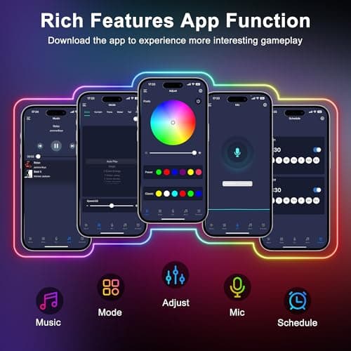 maylit 360 Degree Luminous Reticulate Weave Rope Lights, 16.4ft Addressable ICRGB LED Strip Lights, Music Sync, DIY Design, USB Powered Flexible LED Lights for Gaming Room Living Bedroom Wall Decor view 5