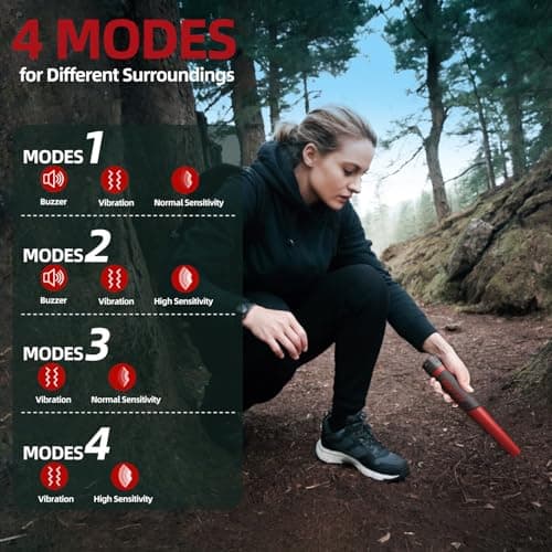 PANCKY Metal Detector Pinpointer for Adults Kid, IP68 Fully Waterproof Underwater Metal Detector Adjustable Sensitivity Handheld Pin Pointer Wand Treasure Hunting 360°Detection High Accuracy LED Light view 2