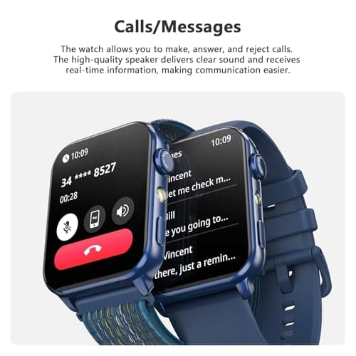 Blackview Smart Watch for Men Women,1.91" HD Touchscreen Fitness Watch with Flashlight, Bluetooth Notifications/Make Calls, Heart Rate/Sleep Monitor/2 Straps, Fitness Watch for Android/iPhone view 5