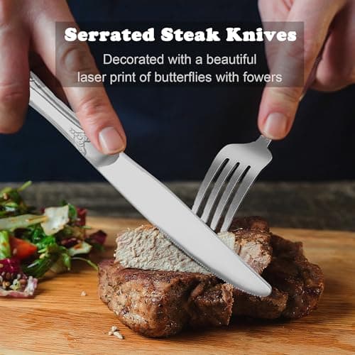 Runfly Gorgeous Retro Royal Stainless Steel 20 Pieces Flatware Set, Silverware Set, Anti-rust Stainless Steel Cutlery Set Utensils Including Fork Spoon and Knife view 4