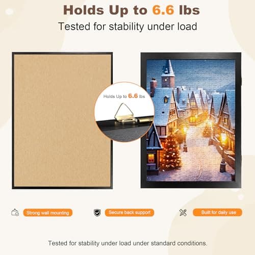 ALL4JIG Premium Wooden Puzzle Picture Frame with 4-Puzzle Storage Capacity for 1000 Piece Puzzles, Tool-Free Easy Assemble Display, Non-Glue Mounting Kit & Hanging Hardware Included (27" x 20") view 6