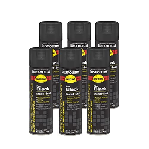 Rust-Oleum V2178838 High Performance V2100 System Rust Preventive Enamel Spray Paint, 20 fl. oz. Container, 15 oz. Fill, Flat Black, 6-Pack