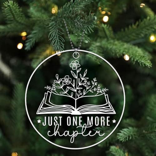 Book Ornaments for Christmas Tree,Book Lover Christmas Ornaments 2025,Book Lovers Gifts for Women Men Readers Librarian,Gifts for Book Lovers,Book Lover Ornament - Just One More Chapter view 5