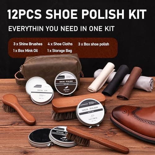 RAPSAKEMOH Shoe Polish Kit, Horsehair Brush Shoe Shine Kit For men, Shoes Boots Care Brushes Polish Kit view 2