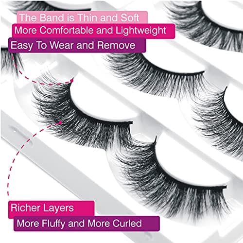 Eliace False Eyelashes Natural look Cat Eye Lashes Wispy Strips,6D Volume Mink lashes 30 Pairs 10 Mixed Styles Fake Eyelashes Pack,Wispy Eyelash Soft Reusable Dramatic Fluffy Beauty Lash Wholesale view 4