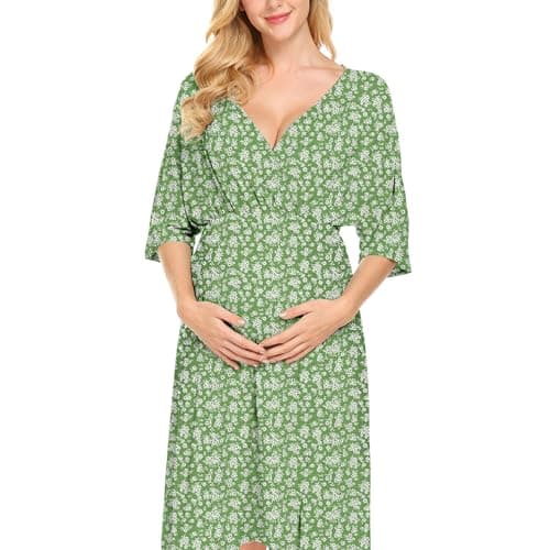 Nursing Dresses Breastfeeding Dress for Women - V Neck Maternity Nursing Dress Flowy Boho Floral Vacation Dress view 2
