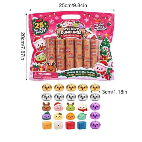 25Pcs Christmas Mini Squishy Party Decorations Dumpling Mystery Box Favors view 3