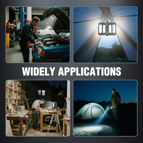 WORKPRO Rechargeable USB-C LED Work Light, Foldable Magnetic Light with Hanging Hook, 270° Rotatable, Tripod Mountable, Cordless Flashlight Light for Garage, Workshop, Auto Repair, Camping view 5