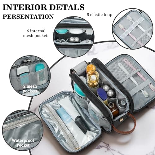 YOOLIFE Travel Toiletry Bag for Mens Birthday Gifts for Men, Black A view 3