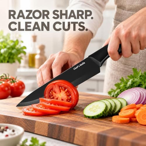 Knife Set with Built-in Sharpener Block, Dishwasher Safe view 6