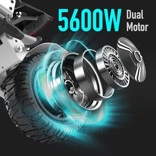 GD83 Off-Road Electric Scooter for Adults, 5600W Dual Motor, 60V 30Ah, Up to 50 MPH, 60 Miles Long Range, 11" Pneumatic Tires, Foldable Commuter E-Scooter view 3