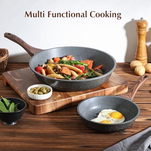 SENSARTE 12.5 Inch Nonstick Frying Pan Skillet, Swiss Granite Coating Omelette Pan, Healthy Stone Cookware, PFOA Free view 2