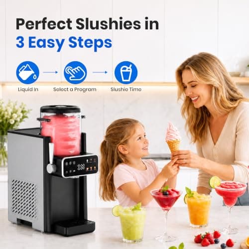 Slushie Machine for Home, Ice Cream Maker, 6 Presets, No Ice Needed, Black view 5
