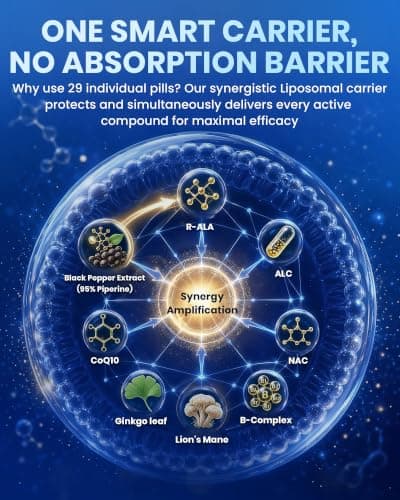 Liposomal R-Alpha Lipoic Acid 1200mg with Benfotiamine & Active B Complex | Supports Nerve Comfort, Tingling & Numbness, Brain Fog and Restful Sleep with Magnesium Glycinate, CoQ10 & ALCAR, 100 Count view 5