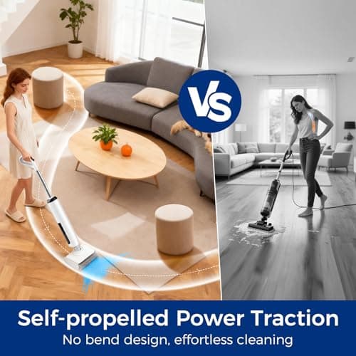 Wet Dry Vacuum Mop, 180°Lay-Flat Cordless Vacuum Mop All in One, Floor Cleaner Machine, 45 Minutes Long Runtime Electric Mop, 158℉ Self-Cleaning, Edge Cleaning, Self-Propelled Vacuum Mop Combo view 6