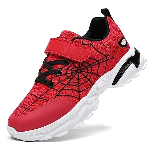 Wolidio Little/Big Kids Boys Girls Sneakers Lightweight Running Tennis Shoes Breathable Sport Athletic Fitness & Cross-Training Shoes Red and Black Size 11 Little Kid