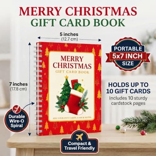 Christmas Gift Card Books, 4 Pack Spiral Bound Holiday Gift Card Holders view 3