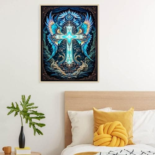 igoodom Cross Diamond Art Kits for Adults, Religion Diamond Painting Kit, Full Drill Round Diamond Art Kits, DIY Gem Art and Crafts for Home Wall Decor Gift 12x16inch view 5