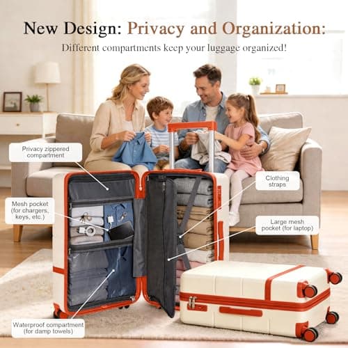 Maungti Luggage Sets, 2 Piece Suitcase set with wheels Tsa Lock 20/24 inchi Hardshell Waterproof Travel Suitcases luggage for Women/Men/Family (Orange) view 3