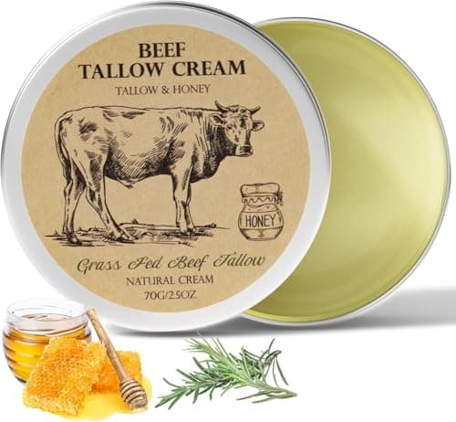 MROUVIK Beef Tallow for Skin, Tallow and Honey Cream,Tallow Face Moisturizer, Natural Grass-Fed Beef Tallow Balm with Raw Honey Moisturizing Cream for Body Lotion Skin Care for Skin (2.47 Oz) — image 1