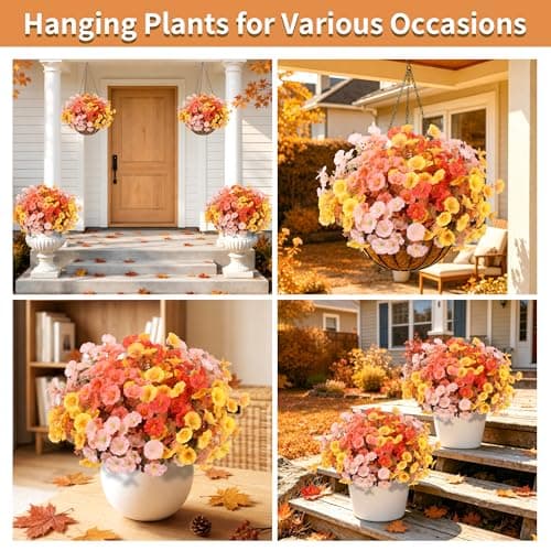 12 Bundles Fall  Artificial Morning Glory Flowers for Outdoors（Fall Mixed4） view 3
