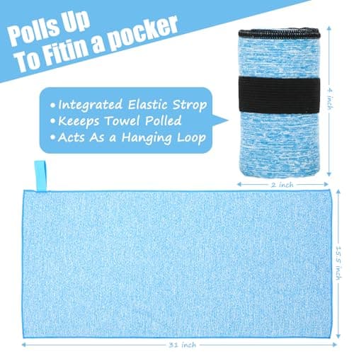 KISS QUEEN 3 Pack Microfiber Gym Towel Quick Dry Sweat Towels Women Men Lightweight Running Cycling Fitness Hiking Tennis Exercise Outdoor Sports Towel(3 Pack(Blue)) view 2