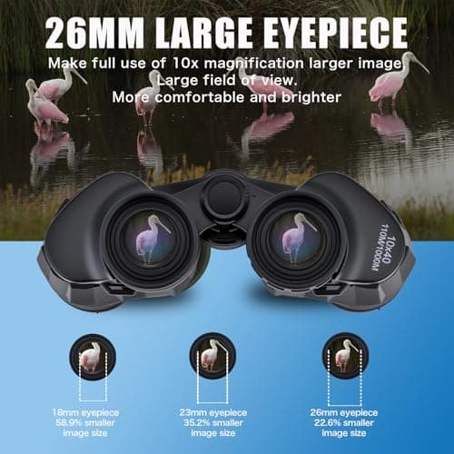GRWANG 10x40 Professional HD Binoculars for Adults & Youth,Shock Proof Binocular with BAK4 FMC Lens, Large View & Waterproof Binoculars Perfect for Bird Watching,Hunting,Camping,Travel,Sports,Black view 4