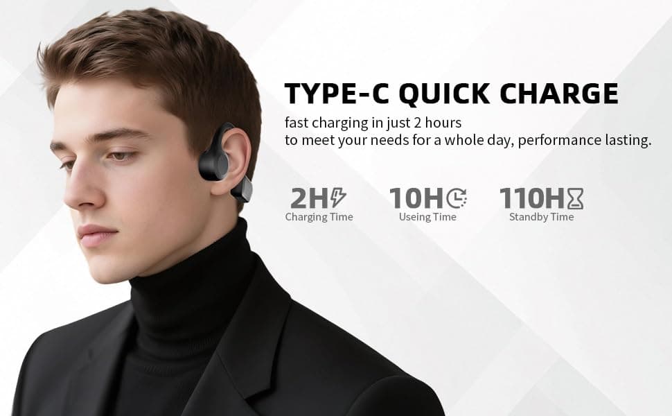 Blrakx New Waterproof Open-Ear Bone Conduction Headphones - Bluetooth 6.0 Wireless Earbud, Ultra-Light, Long Battery Life, Stable Connection, Ideal for Running, Cycling, Workout, Hiking view 3