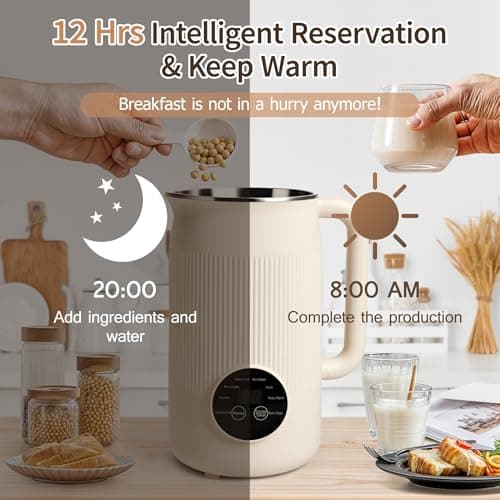 Dandoulai 8 in 1 Nut Milk Maker Machine, 40oz Homemade Almond, Soy, Oat, Coconut, Yogurt and Non Dairy Beverages, Automatic Soybean Blender Machine with Delay Setting, Keep Warm, Self-Cleaning view 5