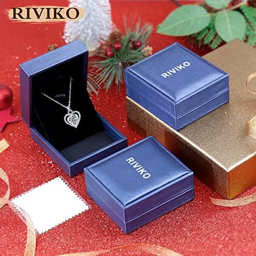 RIVIKO Heart Birthstone Pendant Necklace for Women 925 Sterling Silver Zirconia Necklaces Valentine's Day Anniversary Birthday Mothers Day Jewelry Gifts For Her Mother Wife view 6