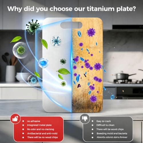 Titanium Cutting Board Set of 3,Pure Titanium Cutting Boards for Kitchen | Dishwasher Safe Double Sided Non Toxic Cutting Board, Ideal Charcuterie & Chopping for Meat, Hygiene Durable（XL+L+M) view 4