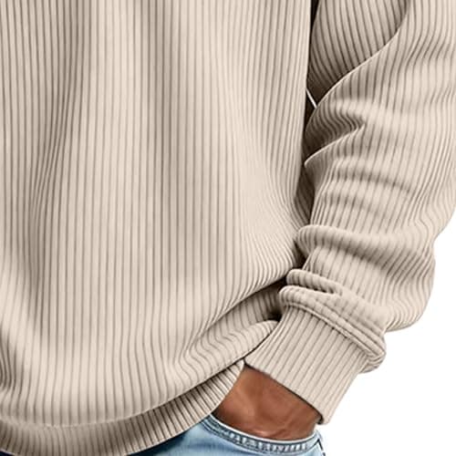 Mens Quarter Zip Pullover Corduroy Jacket Hoodies Sweatshirt view 3