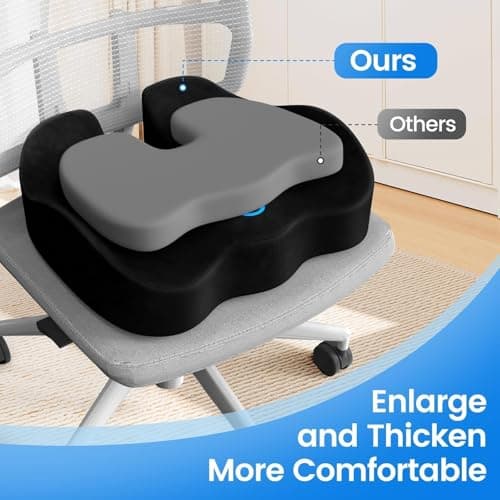 SofterCharm Seat Cushion, Memory Foam Chair Cushions for Tailbone/Sciatica Easing, Chair Pillow with Handles for Car, Office Chair Cushion with Non-Slip Design, Ideal for Post-Surgery Recovery(Black) view 6