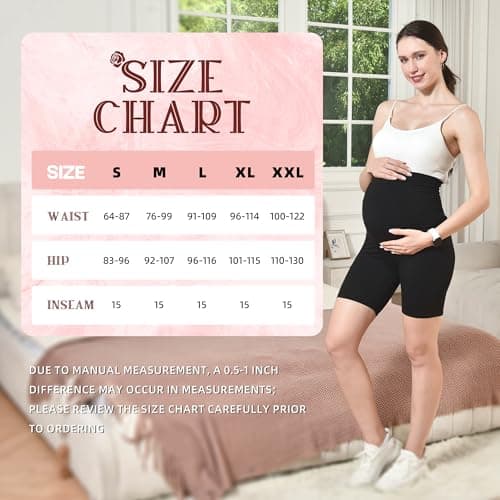 Leafigure Maternity Shorts with Pockets Over The Belly for Women, High Waisted Soft Pregnancy Yoga Pants view 7