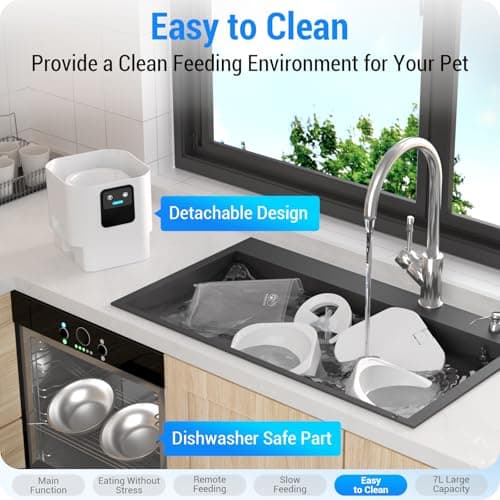 Frienhund Automatic Cat Feeder 2 Cats with Slow Feed: Dual Automatic Dog Feeder with 5G WiFi, Cat Food Dispenser with APP Control for Multiple Pets, Detachable for Easy Clean, Double Pet Bowl - 29 Cup view 6