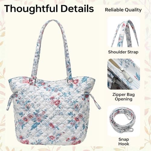 GEMIU Women Large Travel Tote Bag Premium Cotton Satchel Purse Lightweight Cotton and Microfiber Fabrics view 4