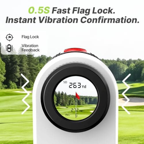 Golf Range Finder with Slope, 1200/1500 Yards Golf Rangefinders with Rechargeable Battery, Pin Lock Vibration, High Transmittance LCD, Golf Accessories for Golfers view 5