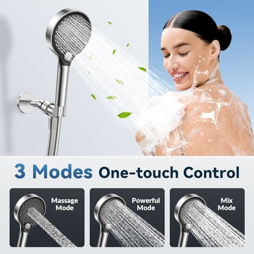 Filtered Shower Head with Handheld, High Pressure Shower Head with Filters, 3 Modes Water Softener Shower Head with Detachable Filters, Reduce Dryness on Skin and Hair, Premium Chrome view 4