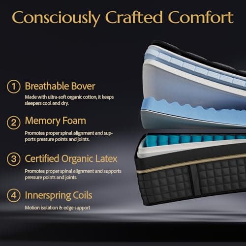 MORFEZE Queen Mattress in A Box 12 Inch Hybrid Mattresses Medium Firm with Cooling Gel, Memory Foam and Pocket Spring, Fiberglass Free & Motion Isolation, Pressure Relief for Silent Sleep view 3