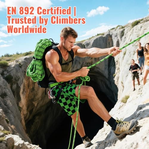 Keepark 10.5mm 1/2 Inch Static Climbing Rope - 32FT to 150FT - 9000lbs Arborist Tree Rope, Heavy Duty Rappelling Rope for Adults & Kids Rock Climbing, Fire Rescue, Escape, Caving, Sailing & Swing view 5