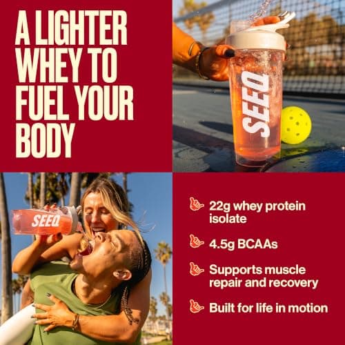 SEEQ Clear Protein Powder - Strawberry Lemonade - 35 Servings - 22g Clear Whey Protein Isolate - Zero Sugar - 0g Lactose - GLP1 Support - Muscle Post Workout Recovery view 5