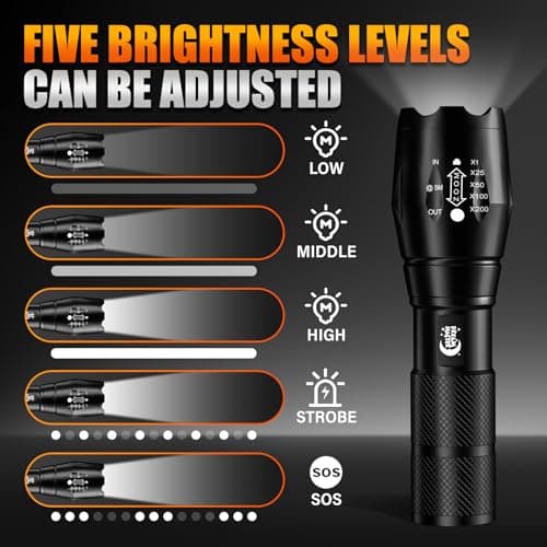 Dream Master Stocking Stuffers Men,2 Pack LED Flashlights High Lumens with 6 AAA Batteries,5 Modes Mini Waterproof Tactical Bright Flashlight Camping Hiking,Mens Gifts Christmas,Gifts Men Dad view 5