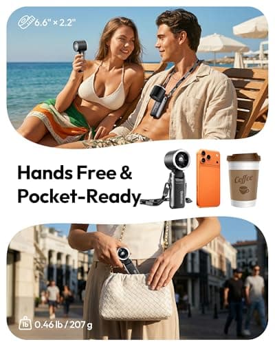 Gaiatop Portable Handheld Turbo Fan, 15 Hrs Cooling, 180° Foldable 4-in-1 Hand Held Fans, 6-Speed (1-100) Personal Mini Handheld Fans, Small Portable Fan for Travel, Working, Outdoor Women Gifts Black view 6