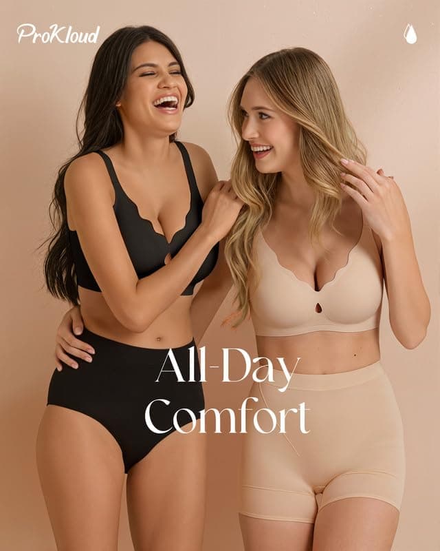 ProKloud Wireless Bras for Women Wave Push Up No Underwire Bralettes Seamless Full Coverage Support Lift Everyday Bra view 6