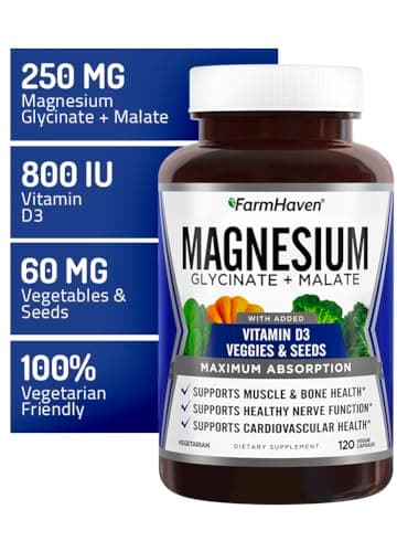 FarmHaven Magnesium Complex, Glycinate/Malate & Vitamin D3, 120 Capsules | Bone Health Support, Muscle & Nerve Function, Chelated Magnesium Complex with Vitamin D3, Vegetarian, 60 Day Supply view 2