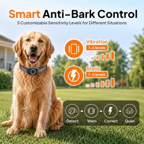 4-in-1 Wireless Dog Fence with Training, Bark Control, Real-Time Pet Status | 3 Training Modes: Beep/Vibration/Static, IPX7 Waterproof, Remote Boundary Collar, Wireless Fence for Small/Medium/Large Dogs view 6