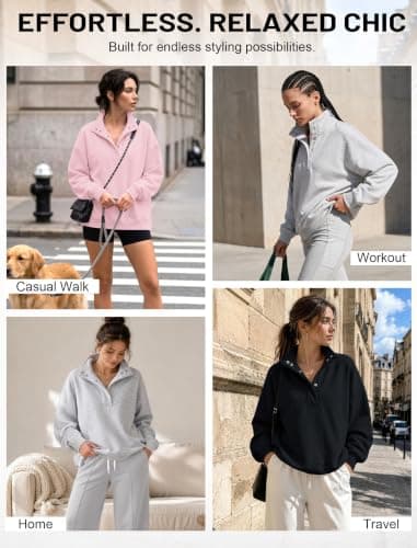 DLOODA Sweatshirts for Women Henley Mock Neck Pullover Tops 2026 Outfits view 6