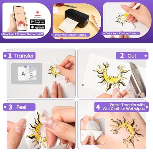 Phomemo Temporary Tattoo Printer, Custom Temporary Tattoos, For Ages 5+ view 2