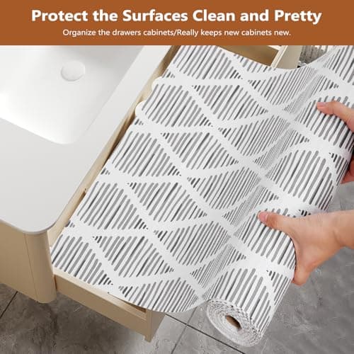 CLENAT Drawer and Shelf Liner for Kitchen Cabinets, Non-Adhesive Strong Grip Thickened Cabinet Liners for Shelves, Non-Slip Mats Shelving Paper Protect Cupboard, Dresser, Pantry | Gray, 11.8" x 10FT view 3