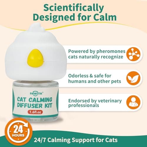 Pawith Cat Calming Diffuser with Pheromones – Cat Pheromone Diffuser for Cats, Helps Reduce Stress, Anxiety, Scratching & Urine Marking, Calming Diffuser for Cats with 2 Refills view 4